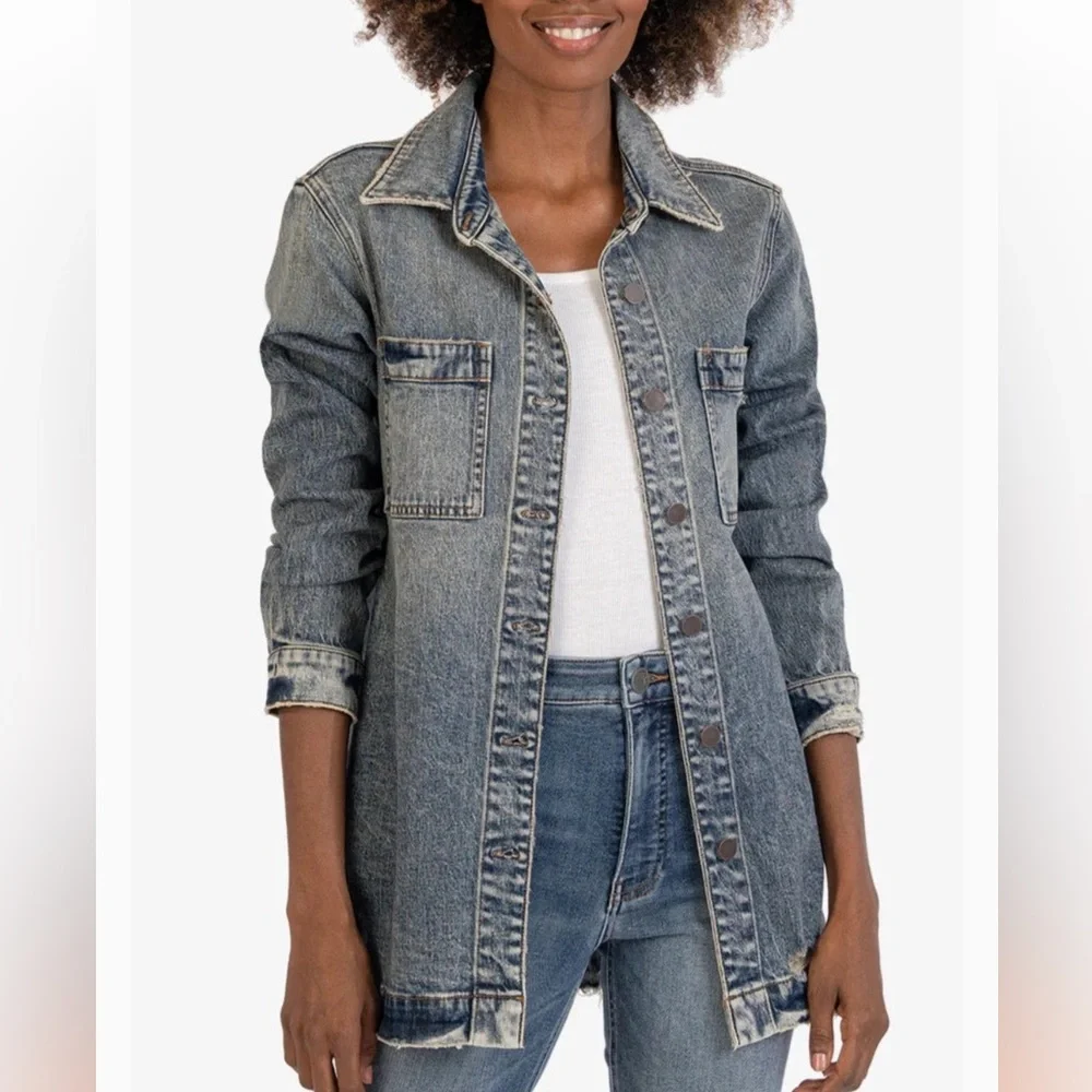 Kut from the Kloth Joni Denim Shirt Jacket in Adore Wash Size Small